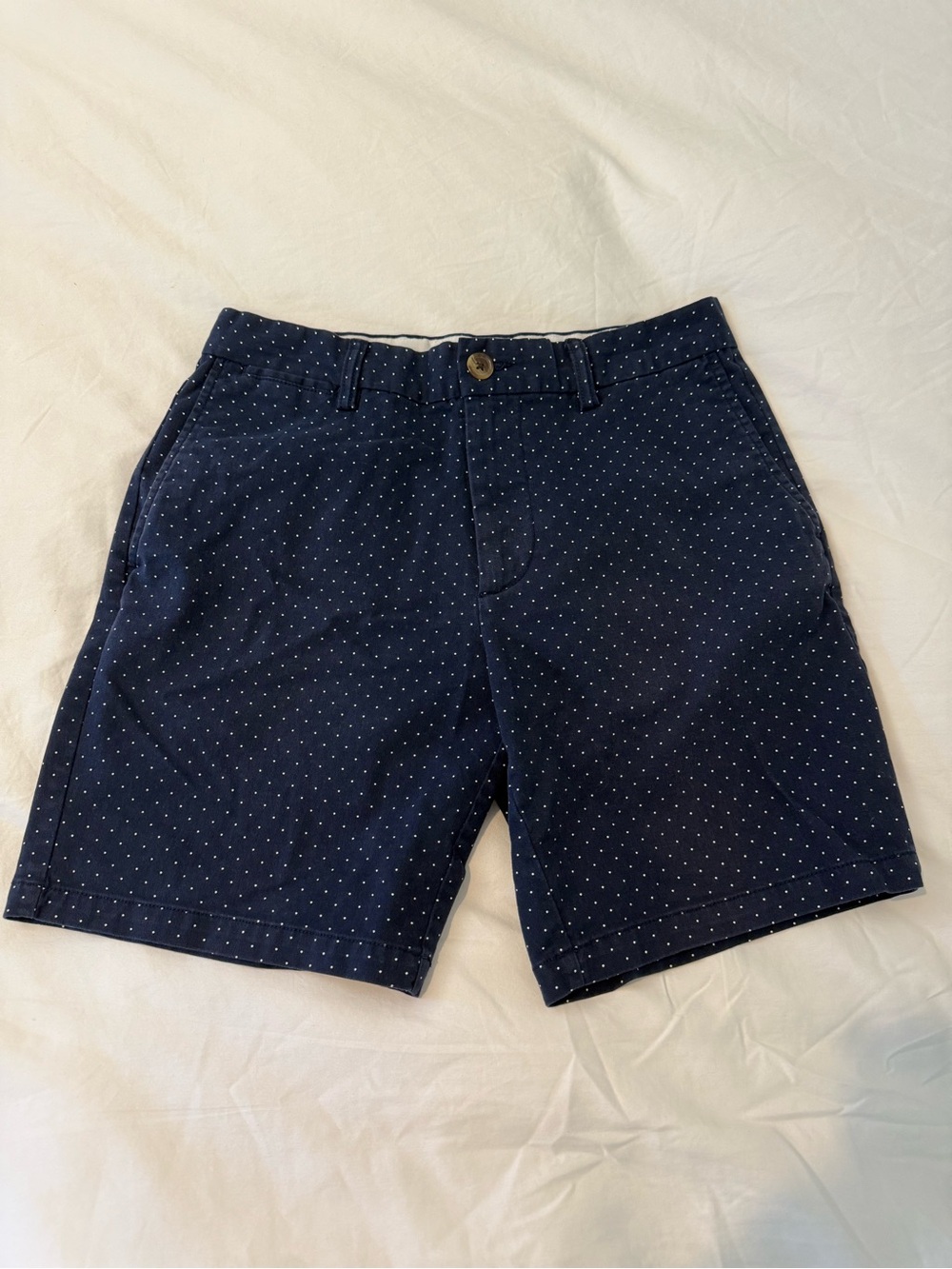 Old Navy Navy with White Microdot Flat Front Shorts